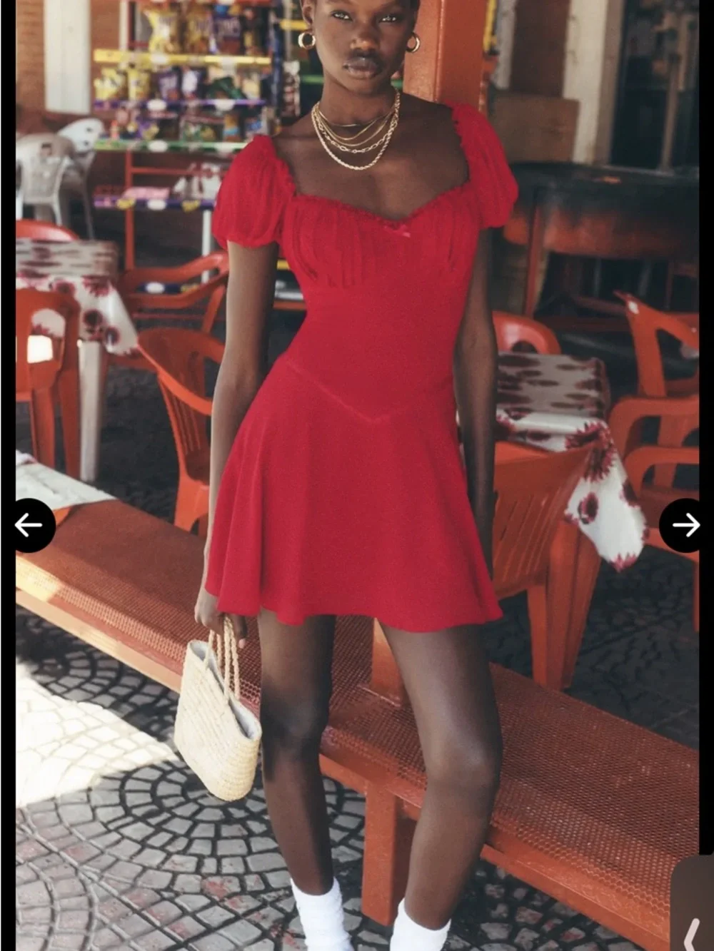 Reformation Ondine Red Puff Sleeve Sweetheart‎ Mini Dress Fit & Flare Size 10